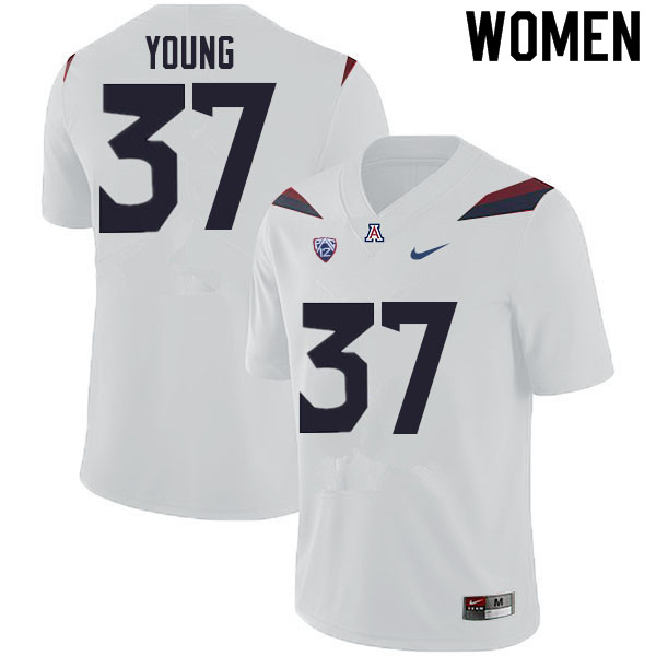 Women #37 Jaydin Young Arizona Wildcats College Football Jerseys Sale-White - Click Image to Close